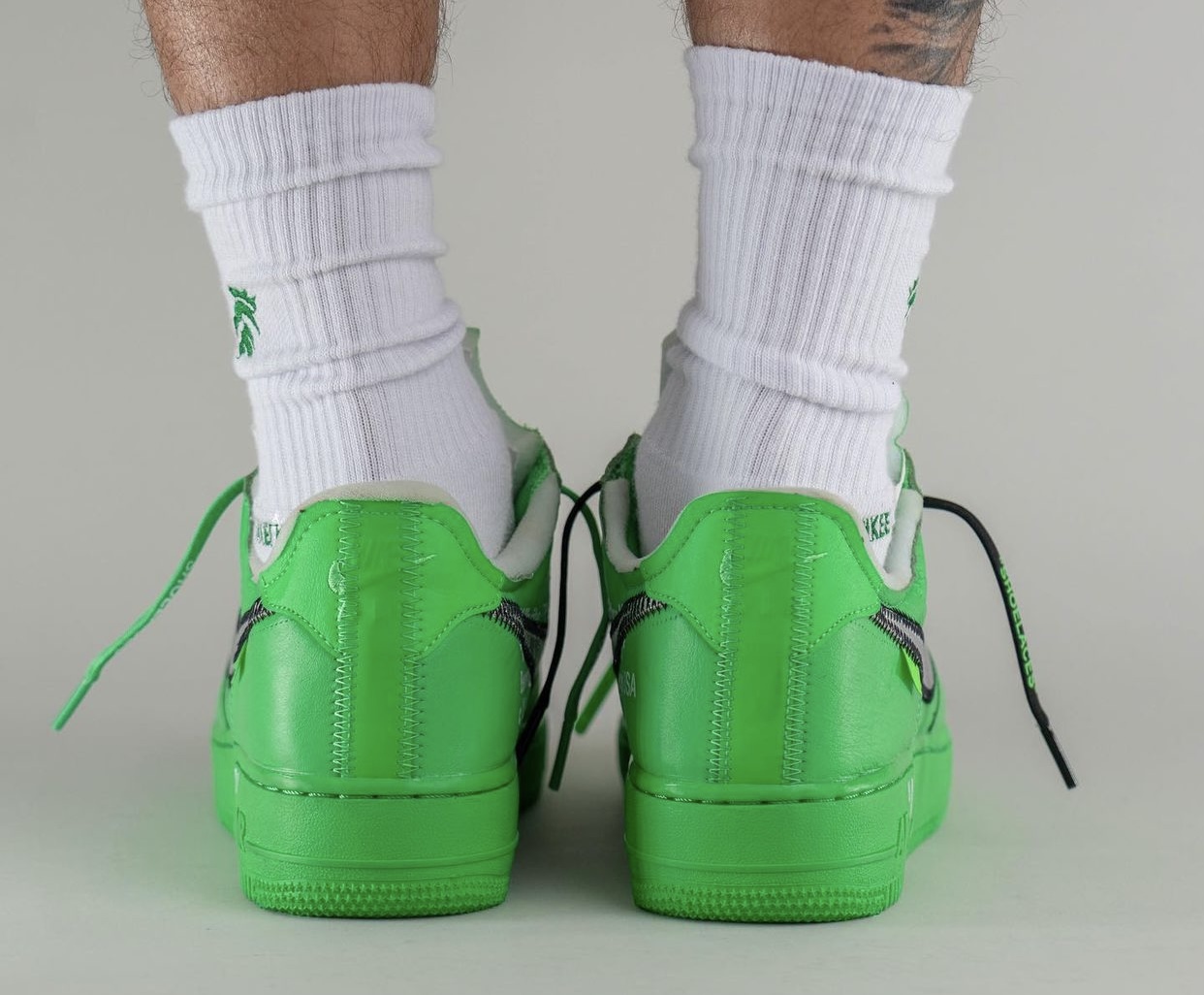 Off-White Nike Air Force 1 Low Light Green Spark On-Feet DX1419-300 Release Date