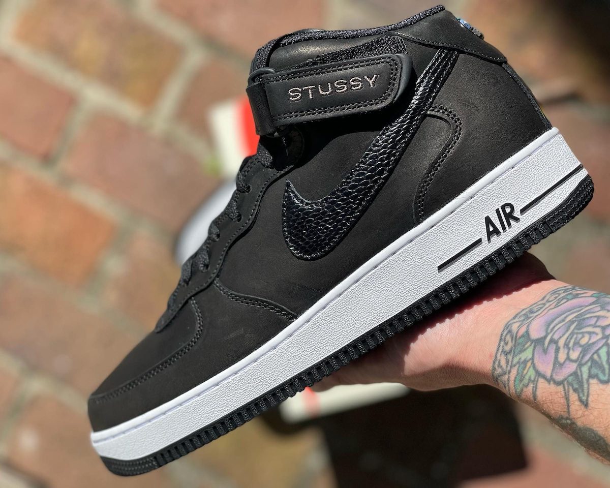 Stussy Nike Air Force 1 Mid Black White DJ7840-001 Release Date