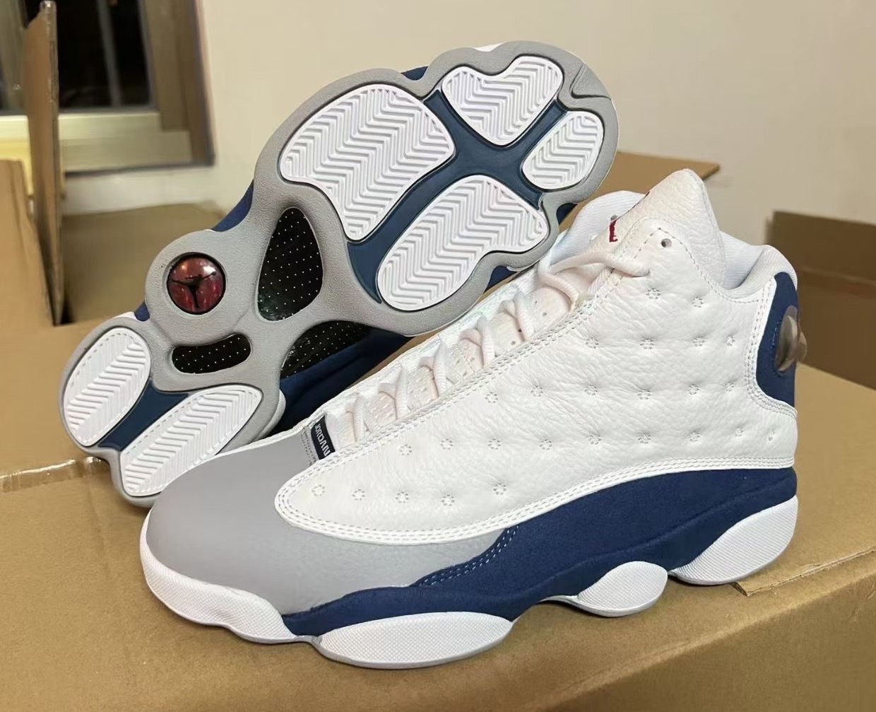 blue and gray jordans 13