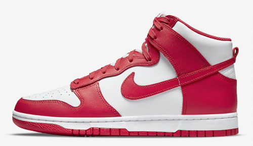 Nike Dunk High White Uni Red official release dates 2022