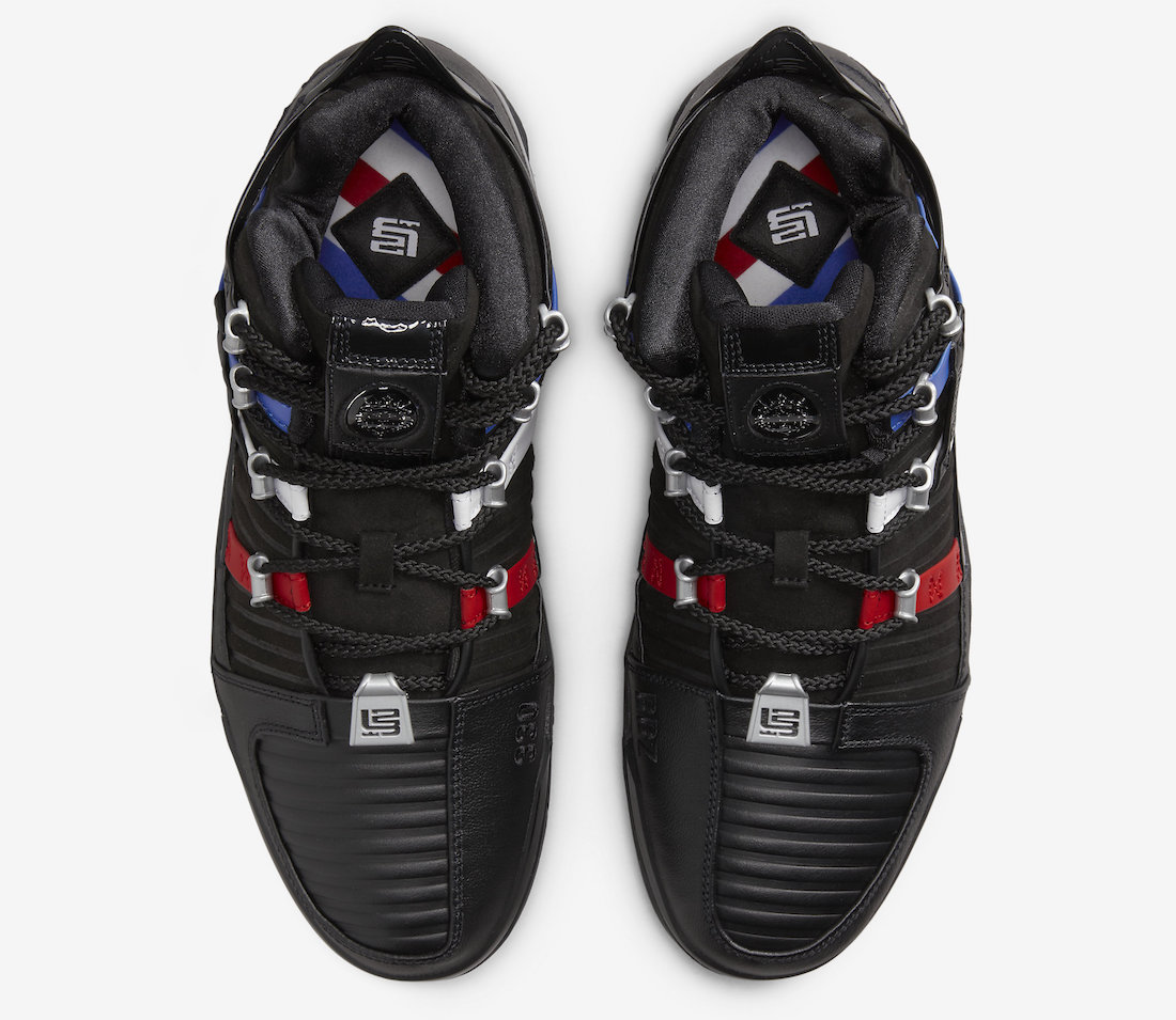 Date de sortie de la Nike LeBron 3 Noir Rouge Blanche Bleu DO9354-001