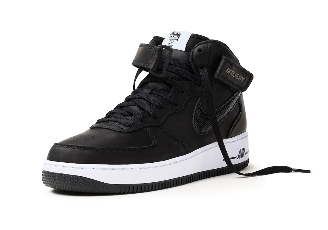 Stussy Nike Air Force 1 Mid Black Luxe Leather Release Date