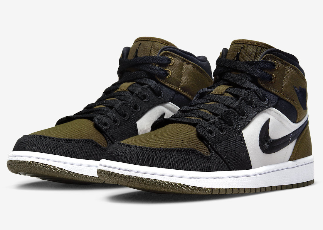 Official Photos of the Air Jordan 1 Mid “Olive Toe”