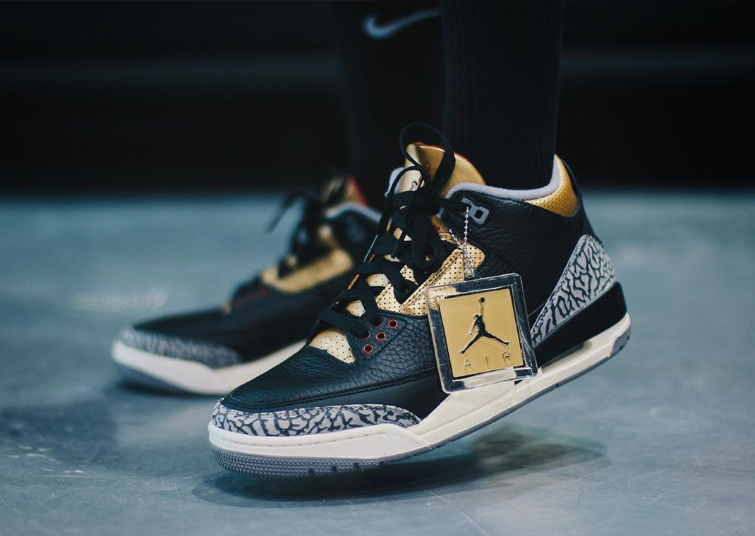 Black and cheap gold jordan 3