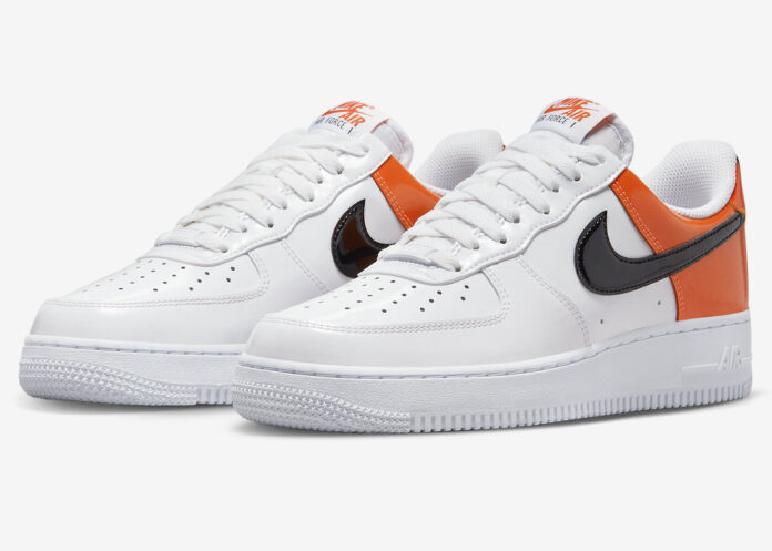 Nike Air Force 1 Low White Black Orange Patent DJ9942-103 Release Date ...