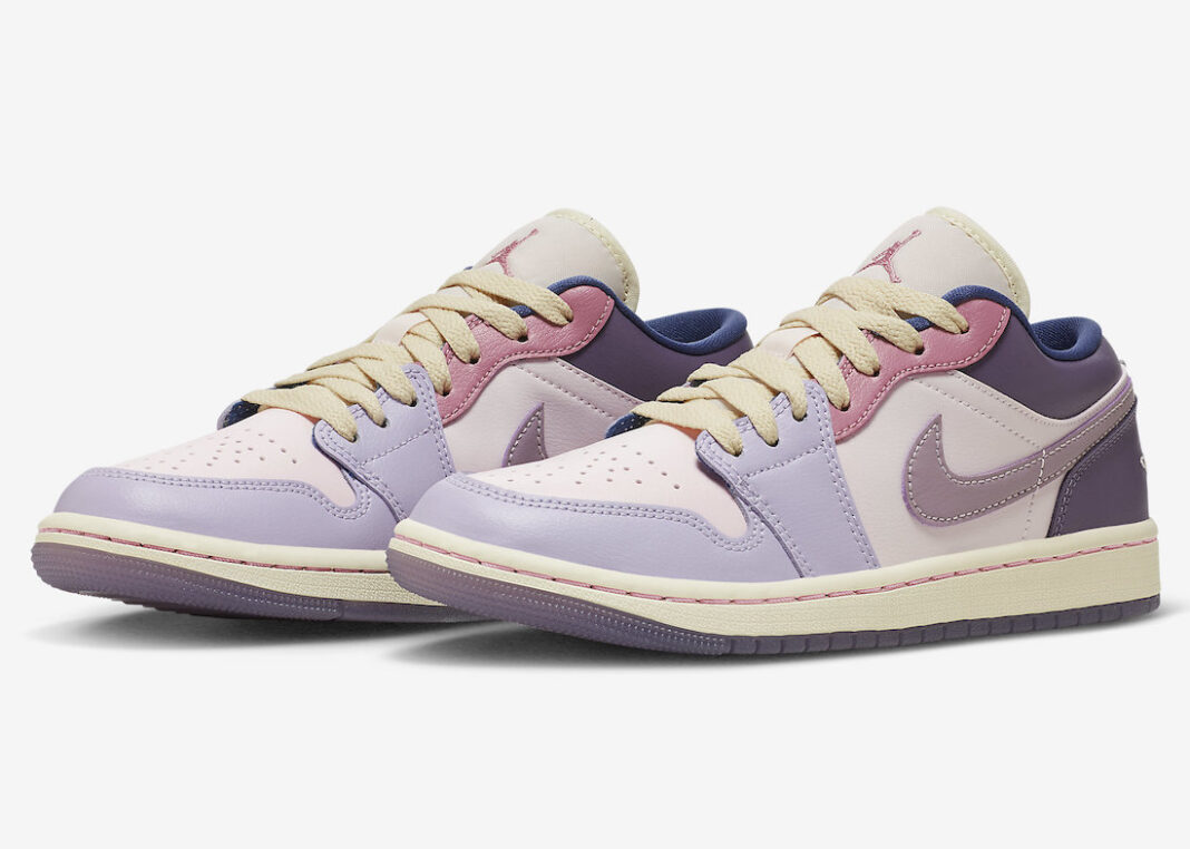 Nike Air Jordan 1 Low sneakers in purple & white