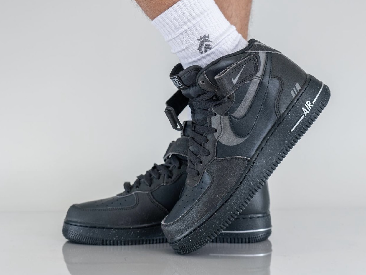 Nike Air Force 1 Mid Off Noir Black DQ7666-001 Release Date On-Feet
