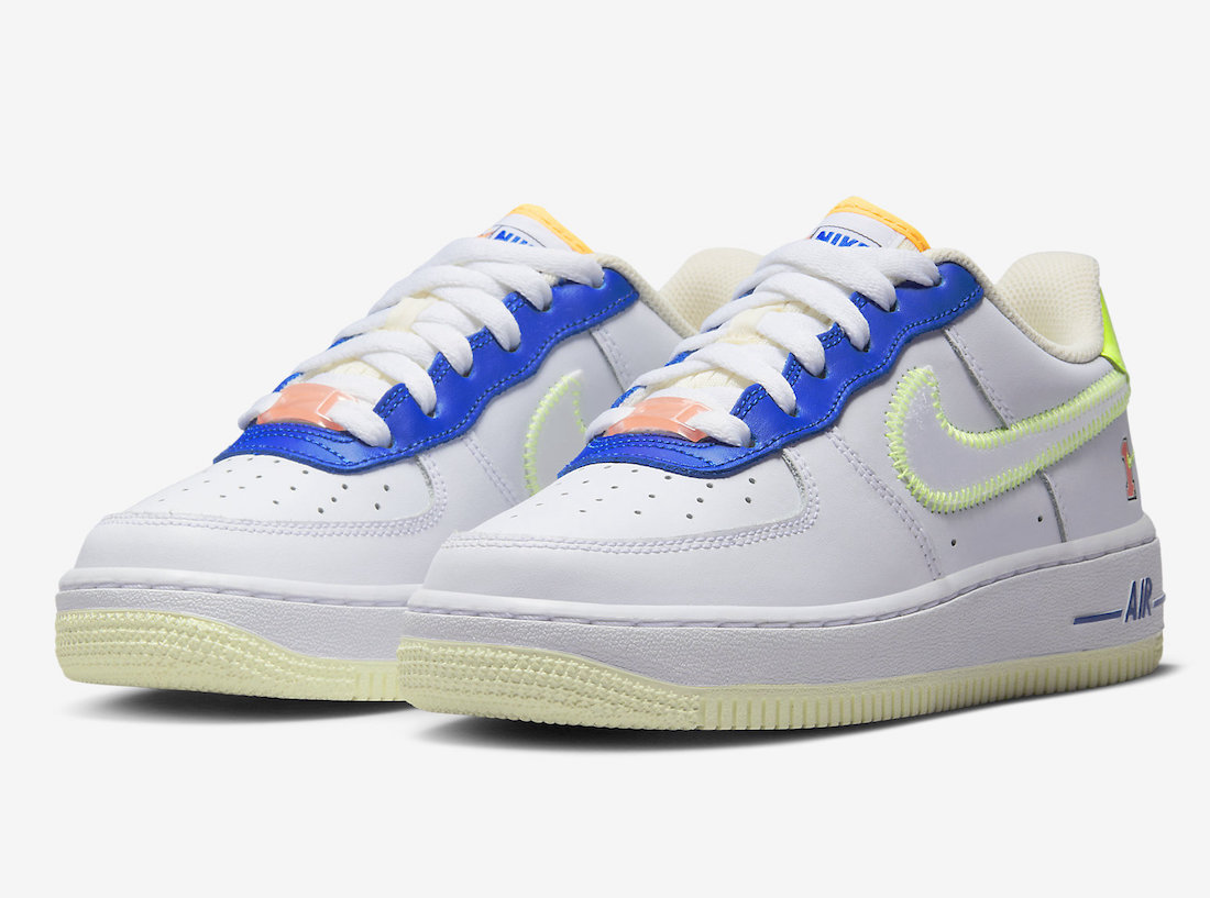 Nike Air Force 1 Low GS White Laser Orange Ghost Green Grey Heather FB1393-111 Release Date