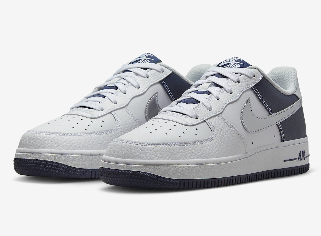 Nike Air Force 1 Low GS White Metallic Silver Midnight Navy DQ6048-100 Release Date