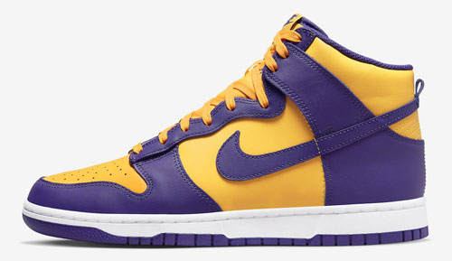 Nike Dunk High Lakers Court Purple official release dates 2022