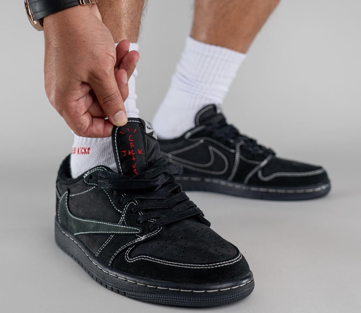 Travis Scott Air Jordan 1 Low Black Phantom DM7866-001 On-Feet