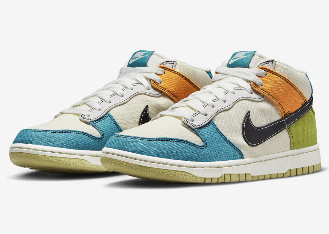 Nike Dunk Mid Pale Ivory Mineral Teal Moss Alpha Orange DV0830 100 Release Date 4 1068x762