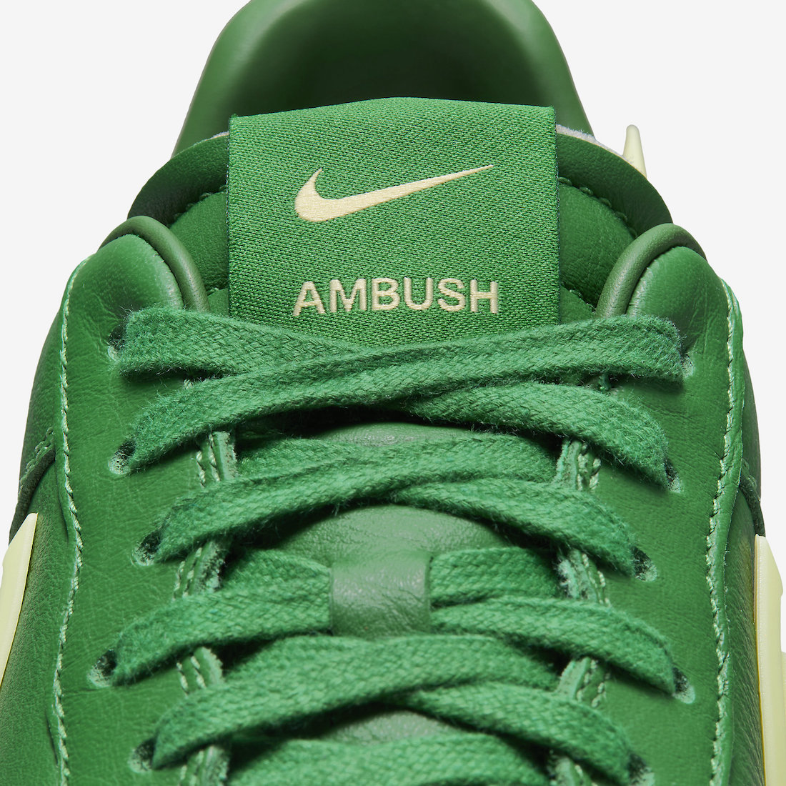 AMBUSH Nike Air Force 1 Green DV3464-300 Release Date Tongue