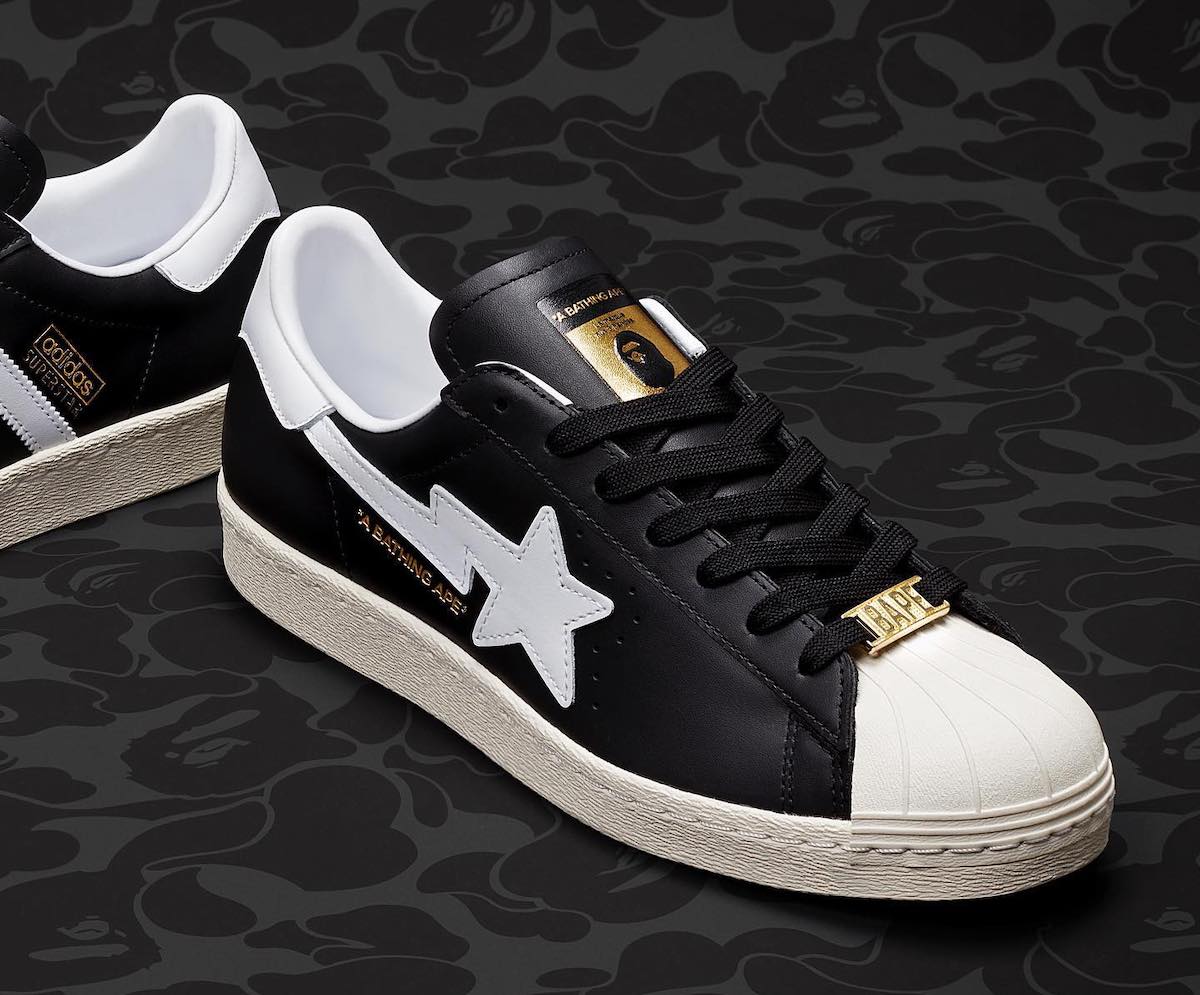 BAPE adidas nike Superstar Black White para Date