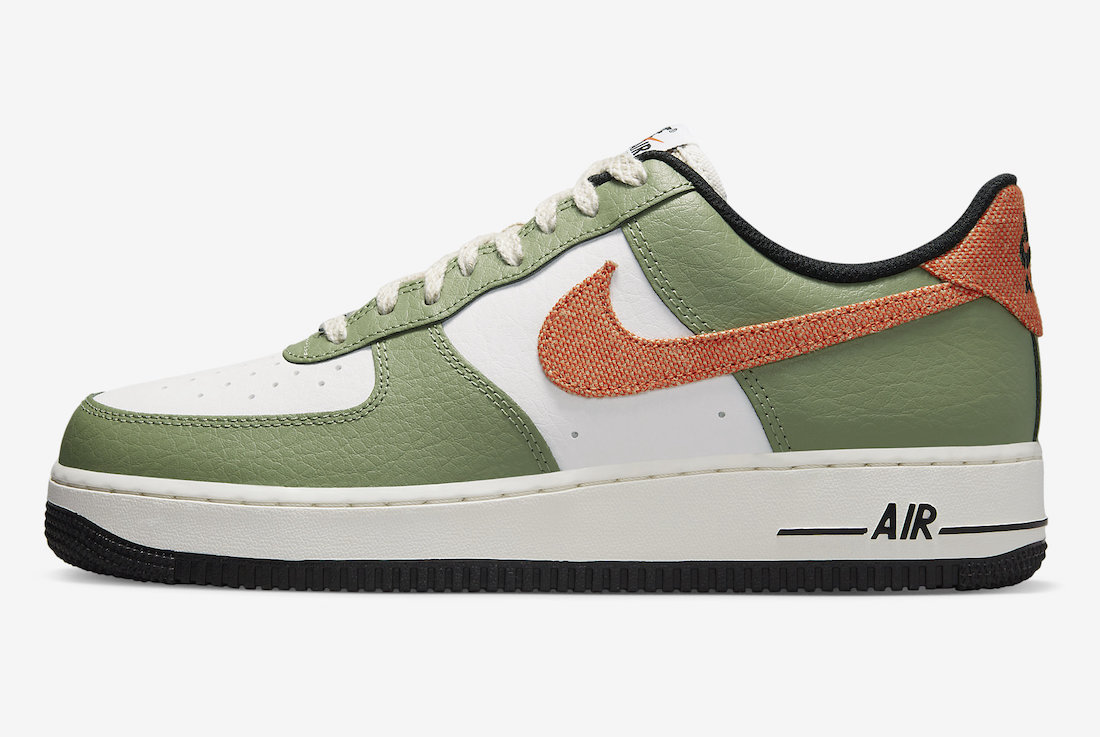 Nike Air Force 1 Low Oil Green Safety Orange FD0758-386 Release Date Lateral
