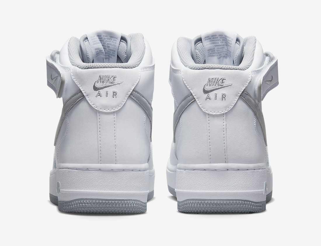 Nike Air Force 1 Mid White Grey DV0806-100 Release Date Heel