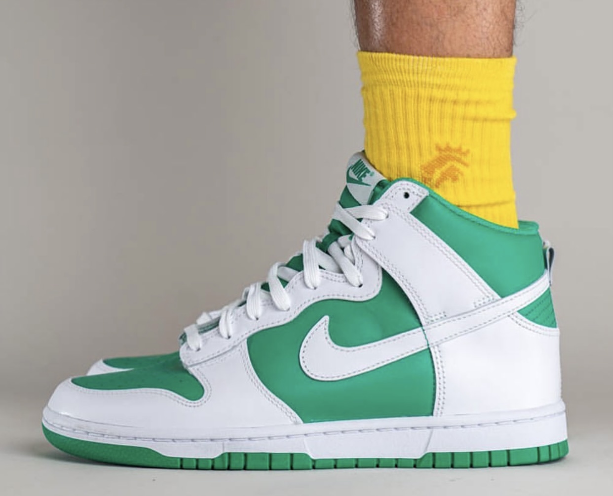 Nike Dunk High Pine Green White On-Feet Lateral