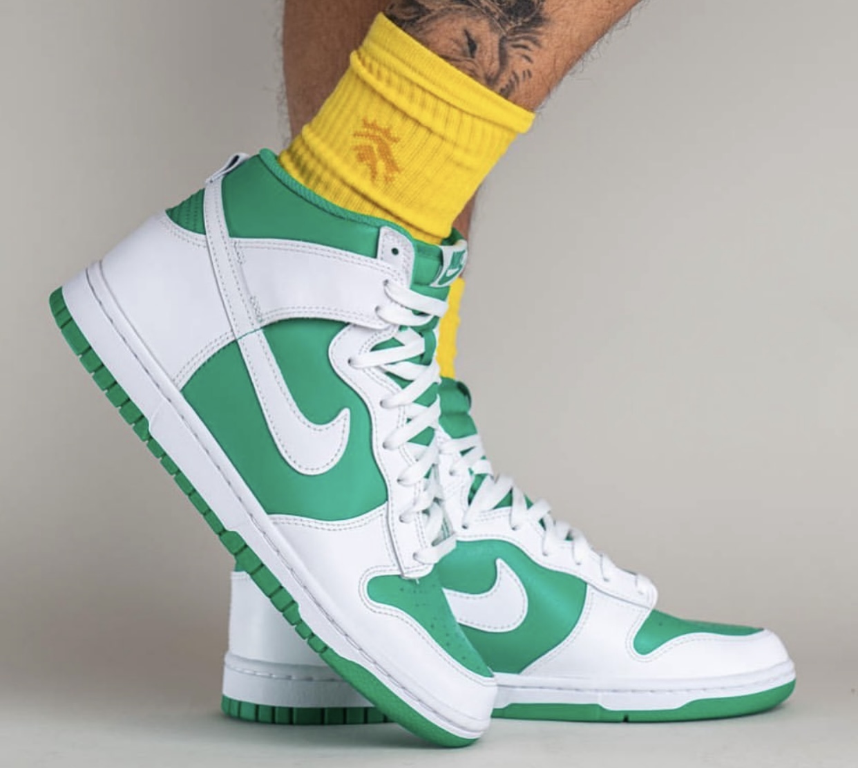Nike Dunk High Pine Green White On Feet 3