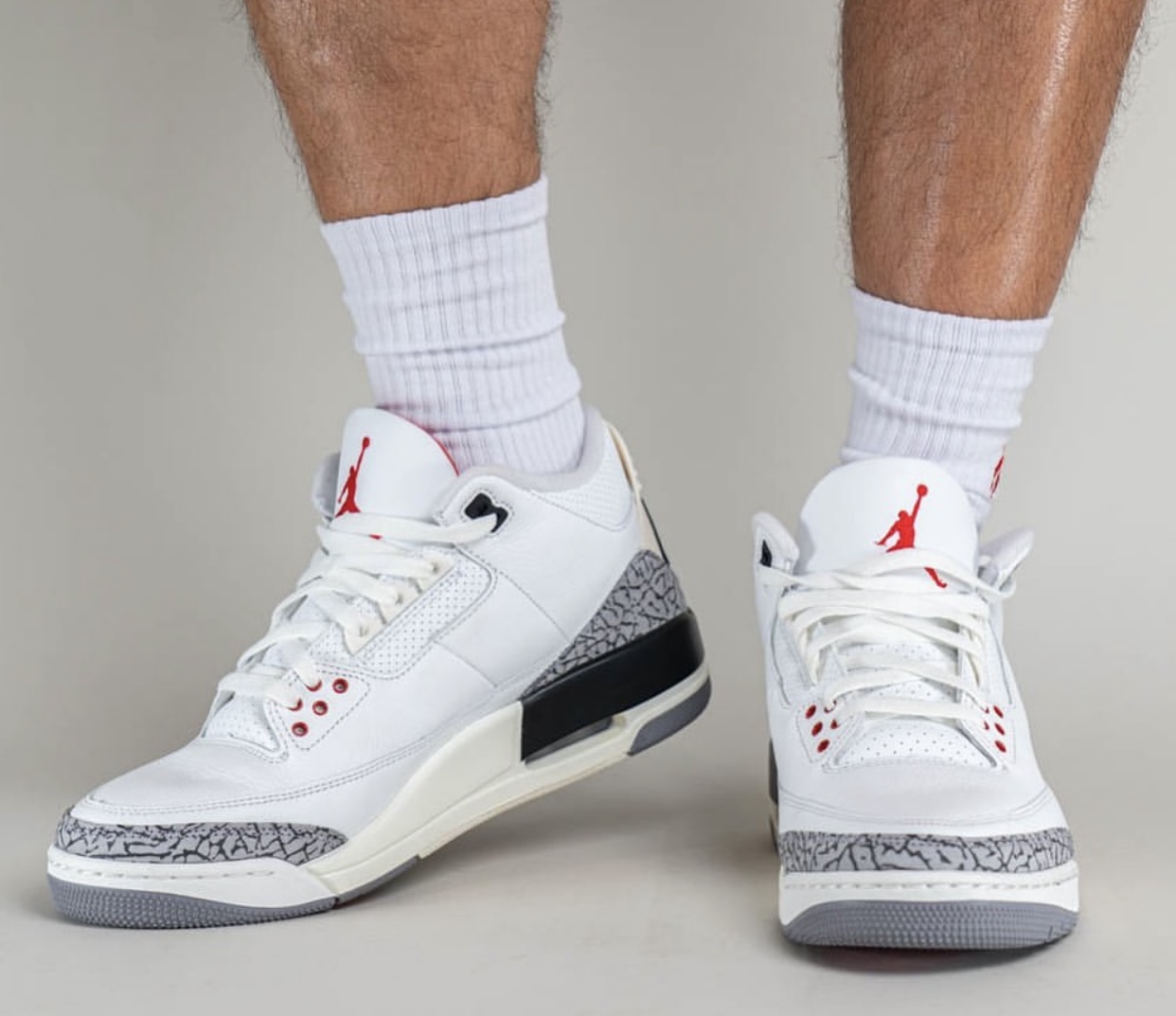 Air Jordan 3 White Cement Reimagined DN3707-100 Release Date On-Feet Front
