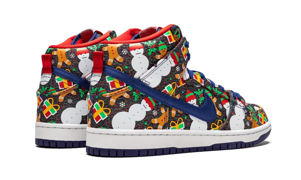 Concepts Nike SB Dunk High Ugly Christmas Sweater 881758-446 Release Date Heel