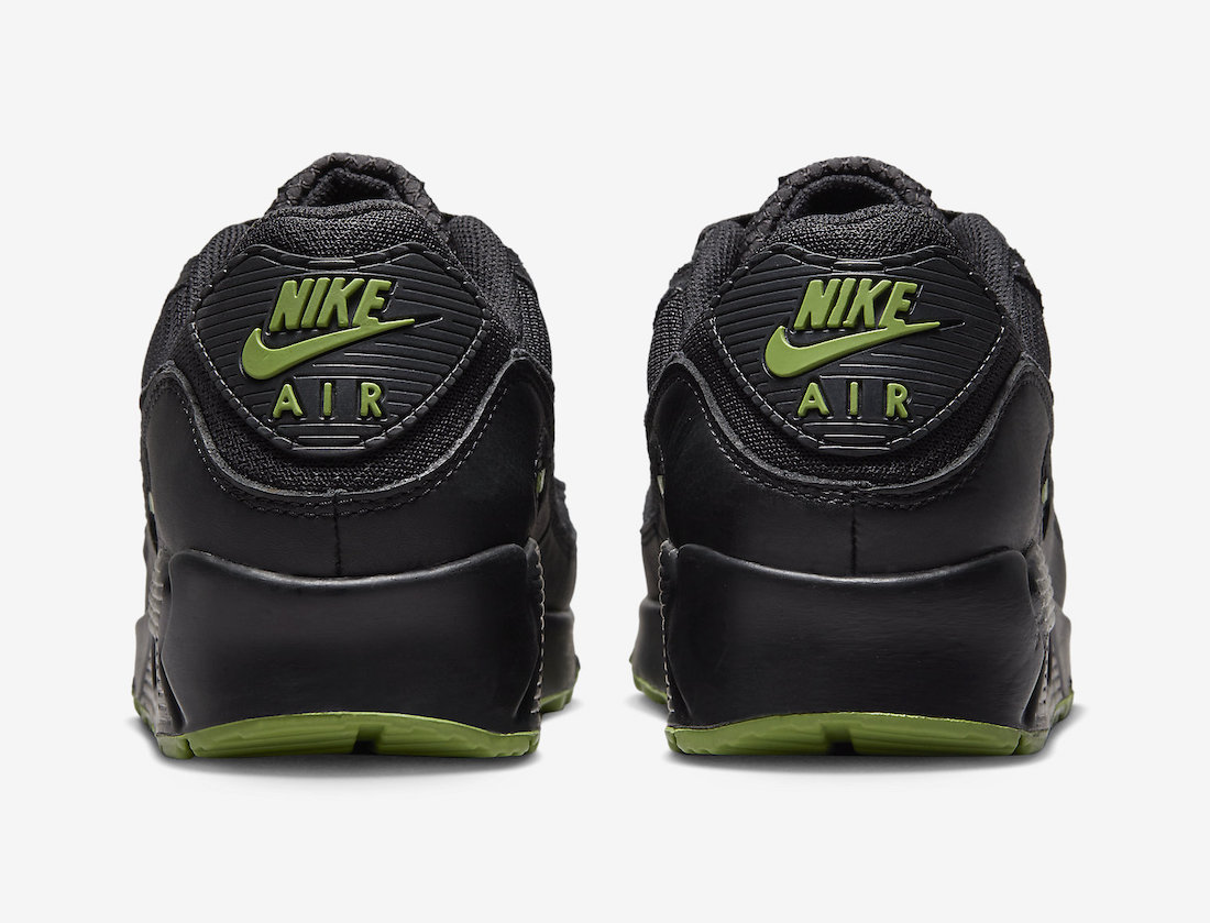 Nike Air Max 90 Black Chlorophyll DQ4071-005 Release Date Heel
