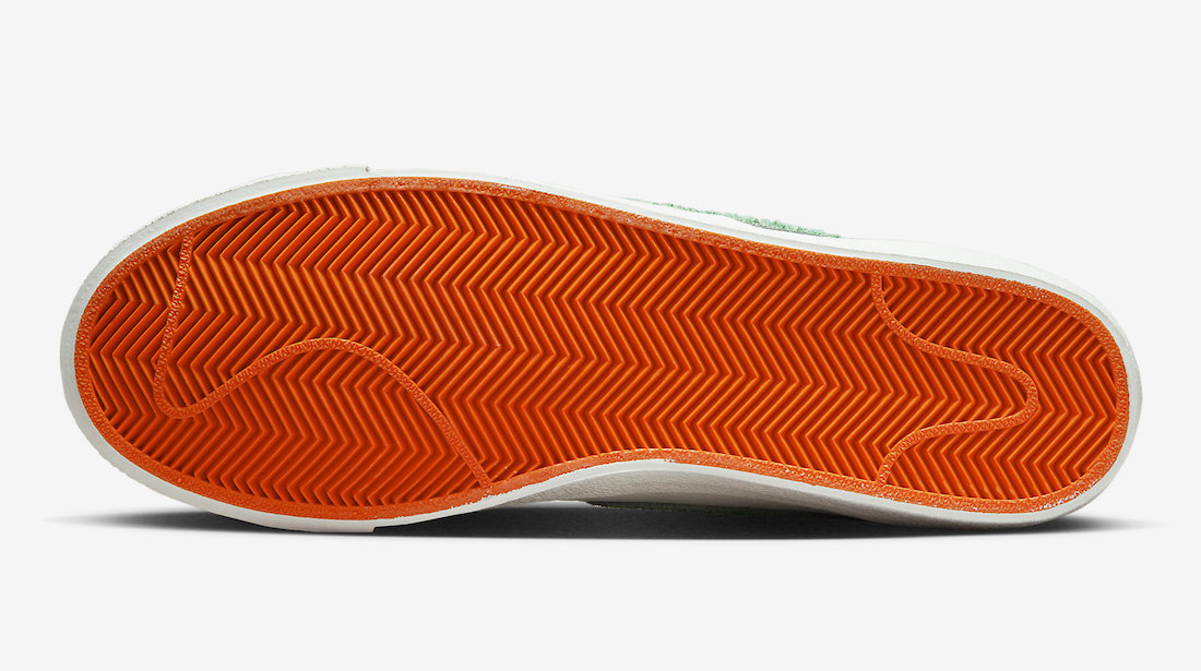 Nike Blazer Mid White Green Orange FD0759-133 Release Date Outsole