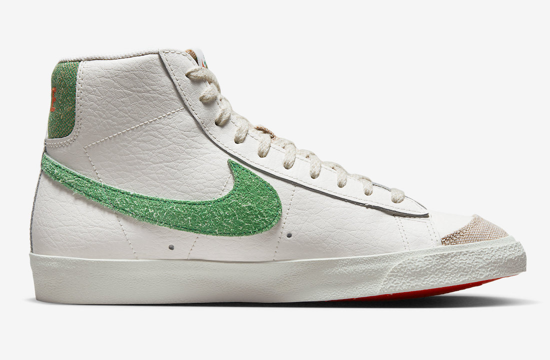Nike Blazer Mid White Green Orange FD0759-133 Release Date Medial