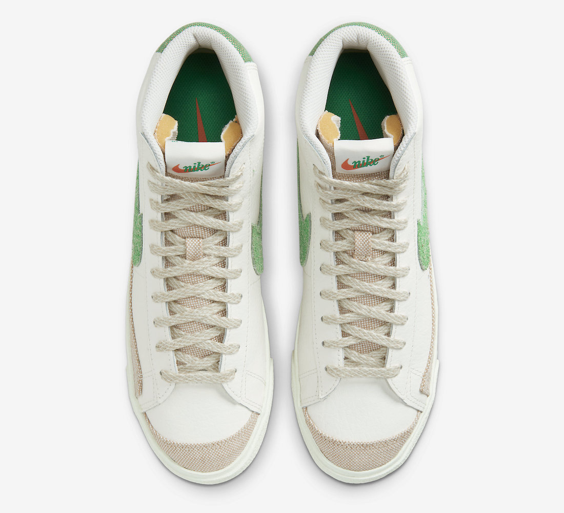 Nike Blazer Mid White Green Orange FD0759-133 Release Date Top