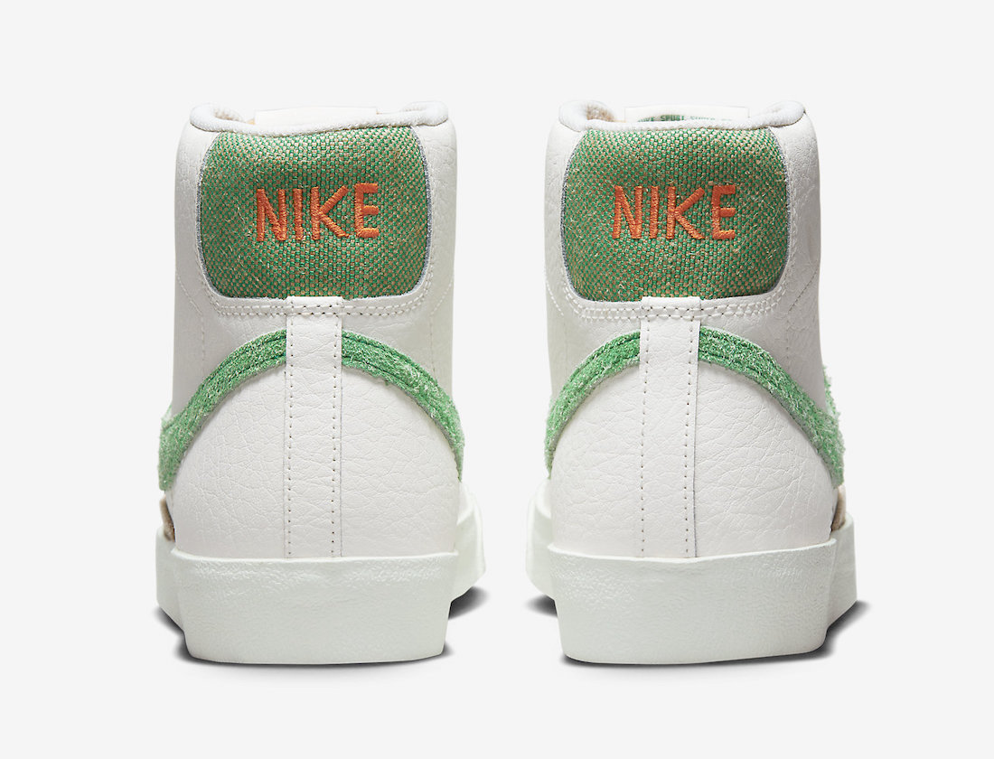 Nike Blazer Mid White Green Orange FD0759-133 Release Date Heel