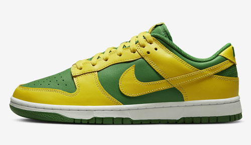 Nike Dunk Low Reverse Brazil Apple Green Yellow official release dates 2022