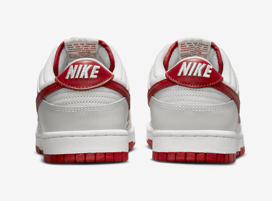 Nike Dunk Low Vast Grey Varsity Red FJ0832-011 Release Date Heel