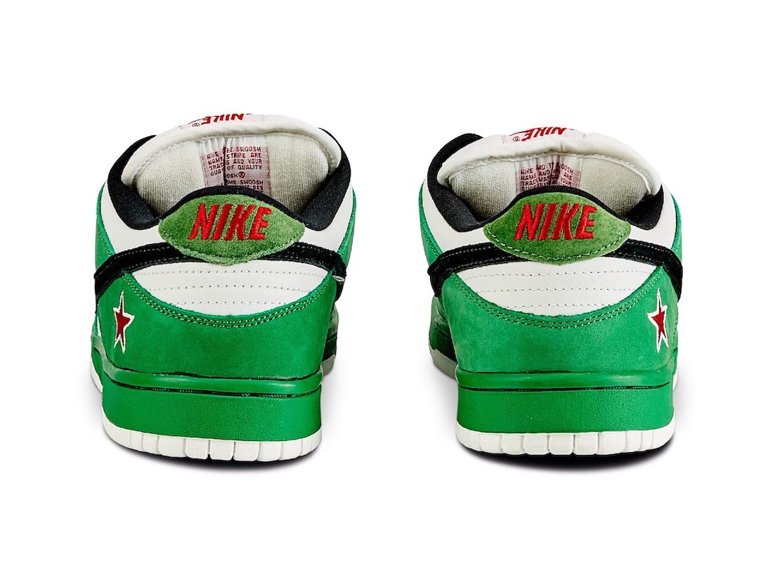 Nike SB Dunk Low Heineken 2023 Release Date Heel