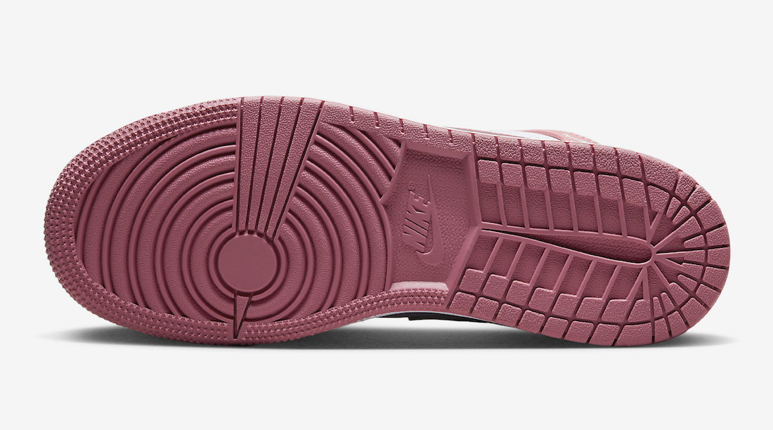 Air Jordan 1 Mid GS Pink White Valentines Day Release Date Outsole