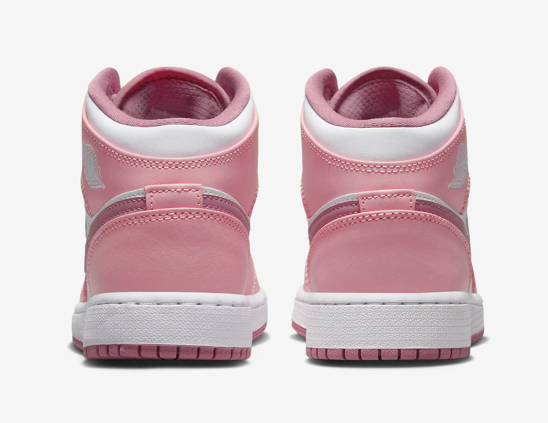 Air Jordan 1 Mid GS Pink White Valentines Day Release Date Heel