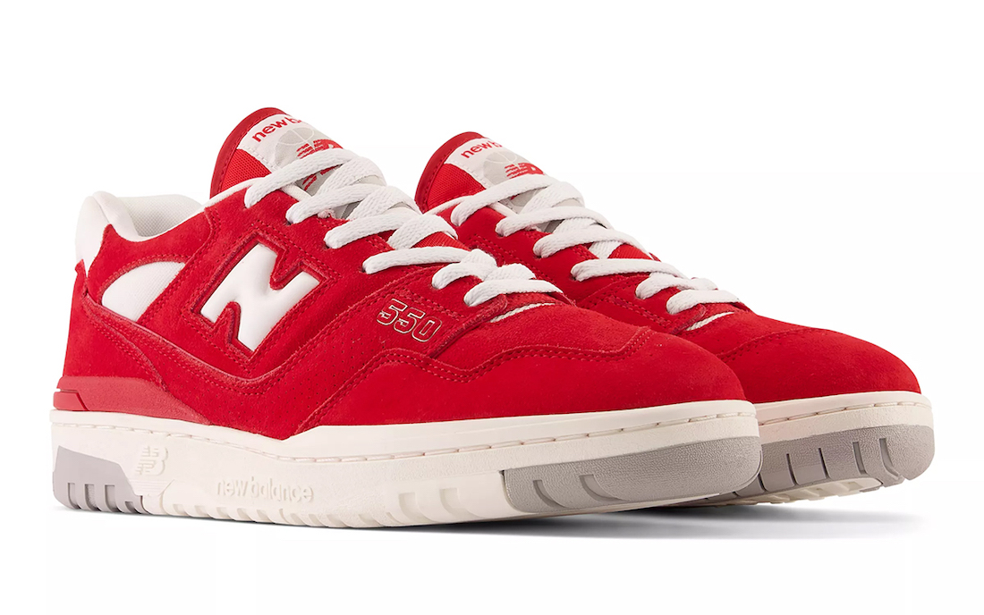 New Balance Fresh Foam White Grey Team Red Suede BB550VND Release Date