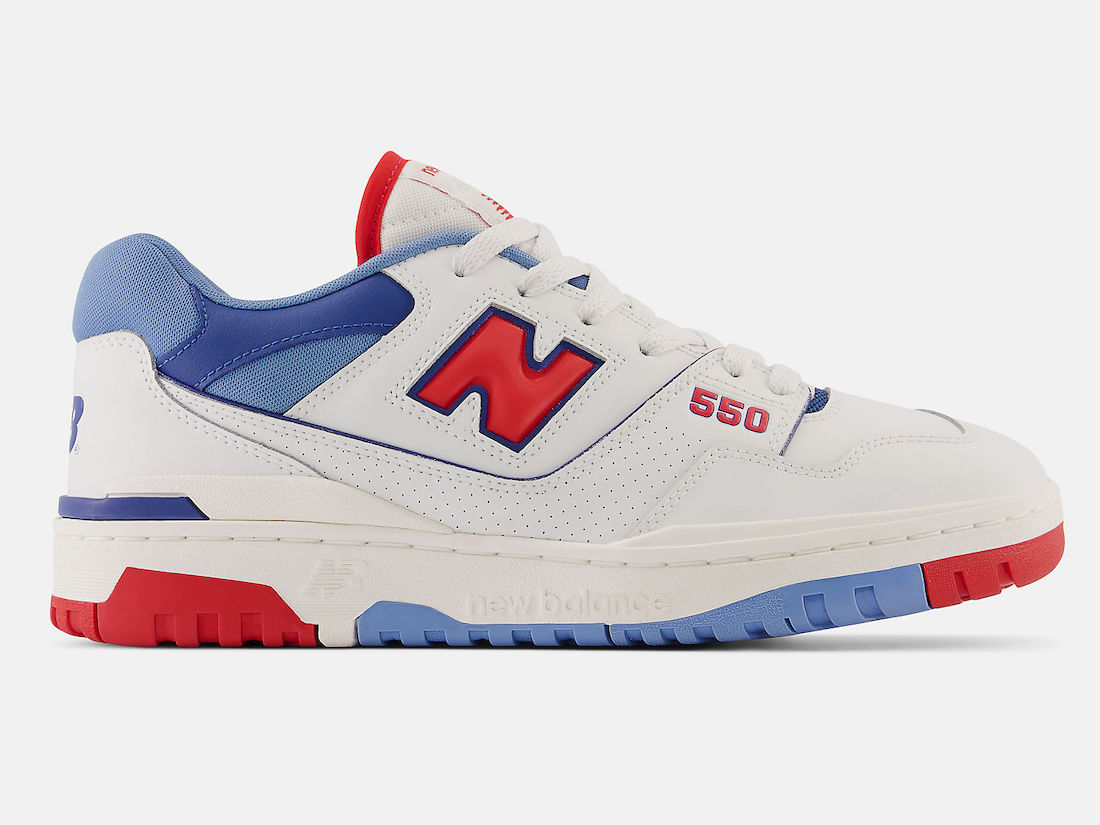 Ténis New Balance 574 v2 Essentials verde cinzento White Red Blue BB550NCH Release Date Lateral