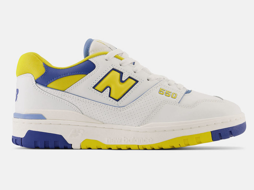 New Balance 550 White Yellow Blue BB550NCG Release Date Lateral