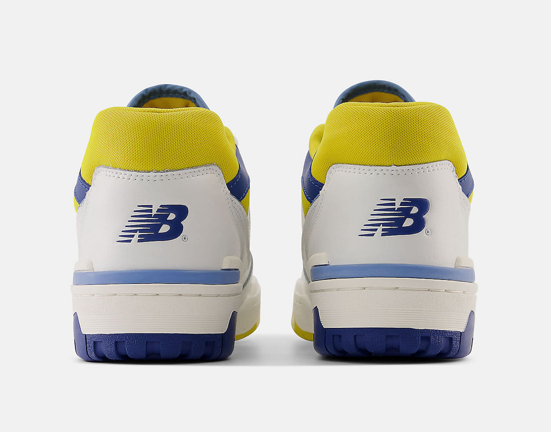 New Balance 550 White Yellow Blue BB550NCG Release Date Heel
