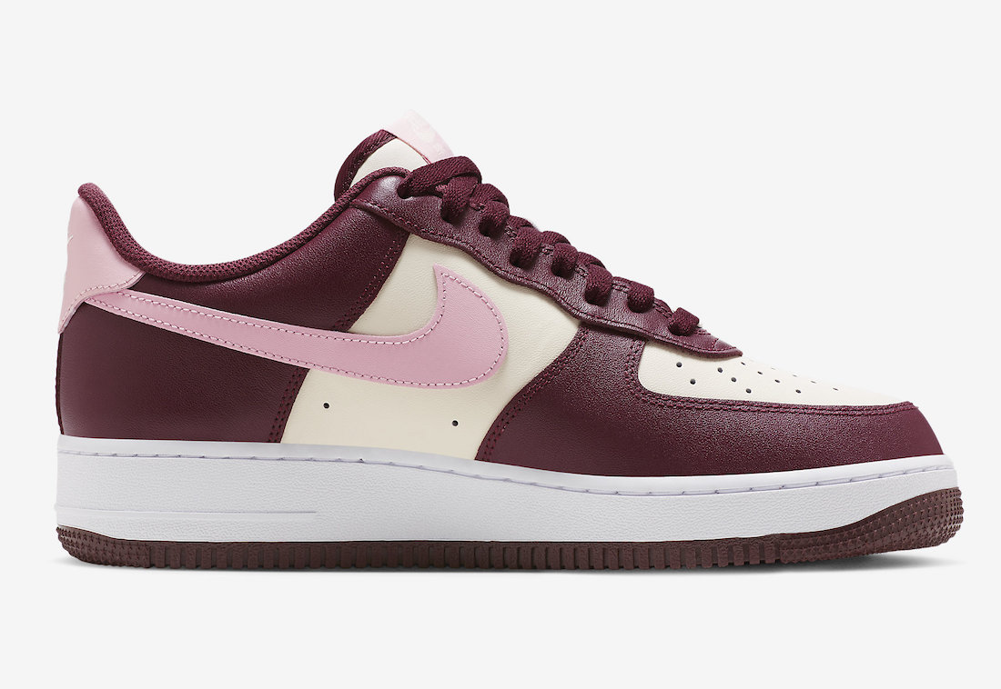 Nike Air Force 1 Low Valentines Day Sail Night Maroon Medium Soft Pink Release Date Medial