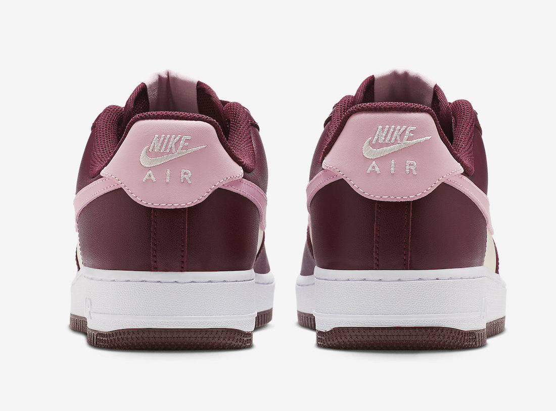 Nike Air Force 1 Low Valentines Day Sail Night Maroon Medium Soft Pink Release Date Heel