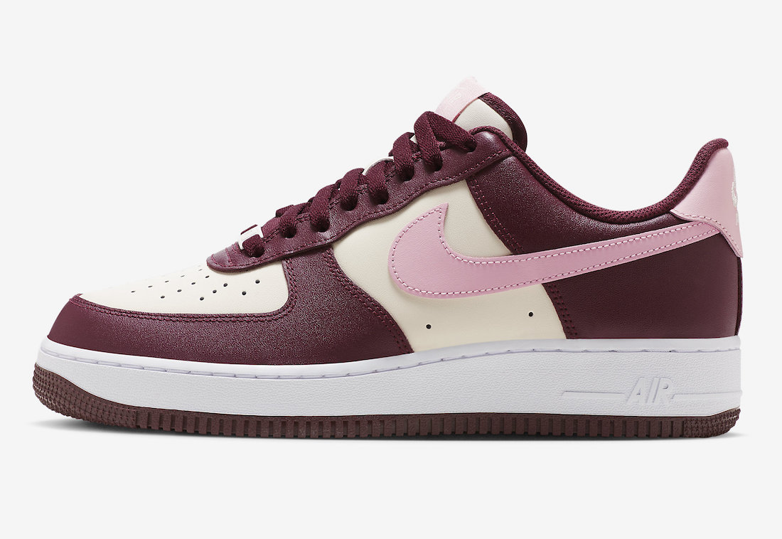 Nike Air Force 1 Low Valentines Day Sail Night Maroon Medium Soft Pink Release Date Lateral