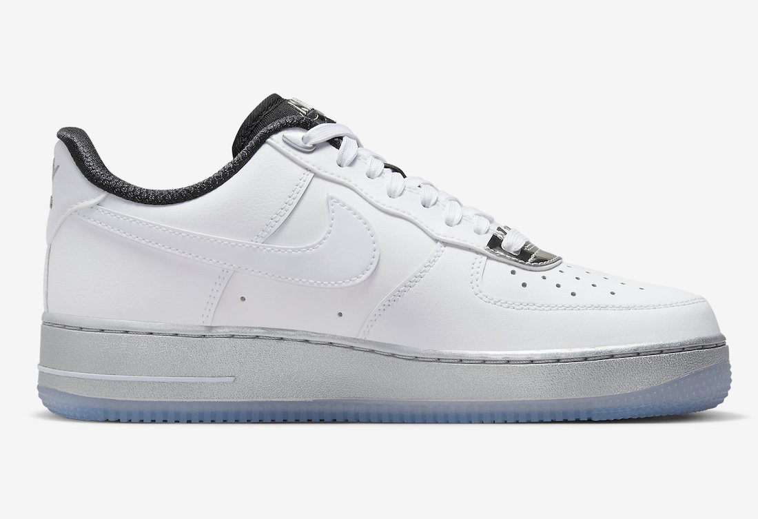 Nike Air Force 1 Low White Chrome Metallic Silver Black DX6764-100 Release Date Medial