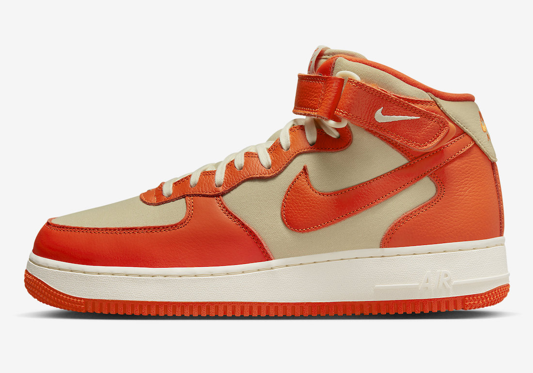 Nike Air Force 1 Mid Safety Orange Team Gold FB2036-700 Release Date Lateral