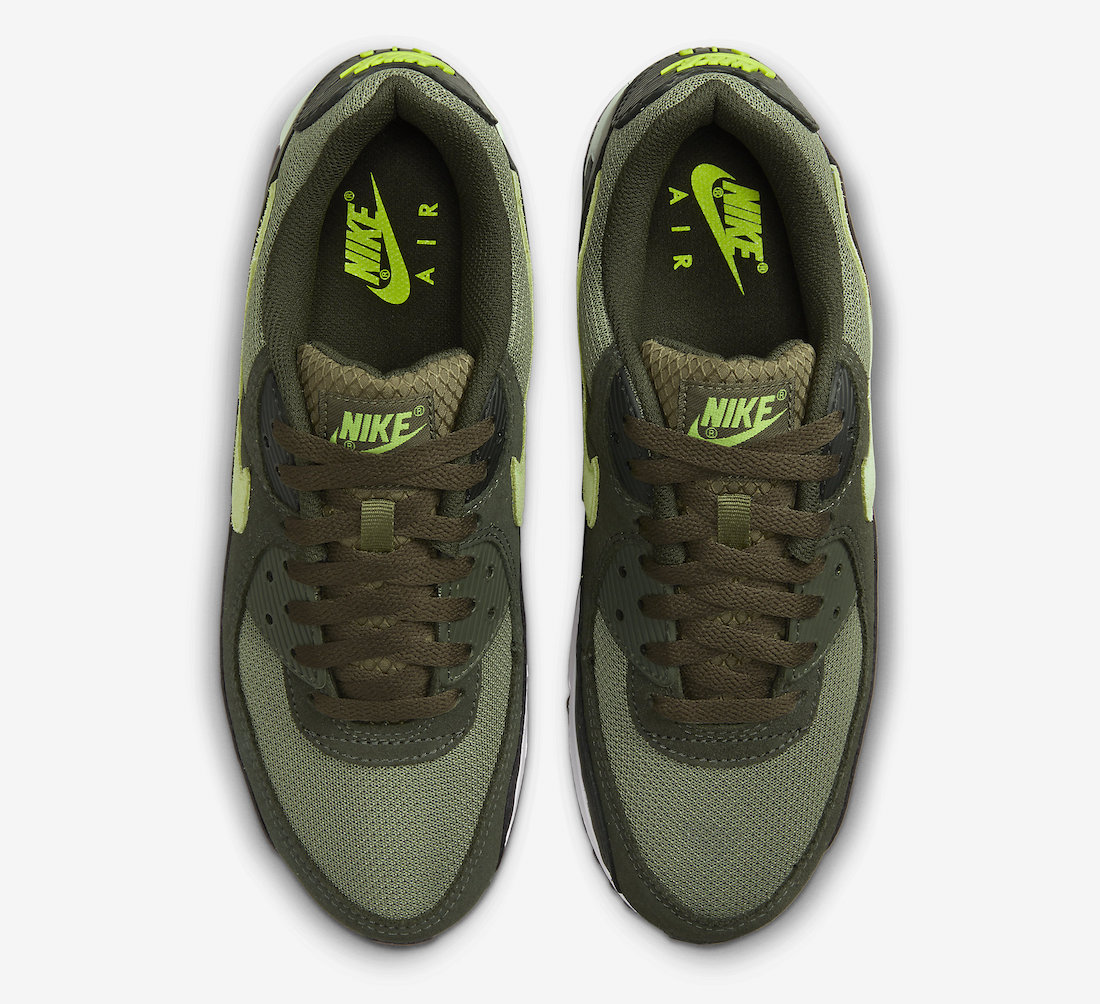 Nike Air Max 90 Medium Olive Volt Sequoia White DQ4071-200 Release Date Top