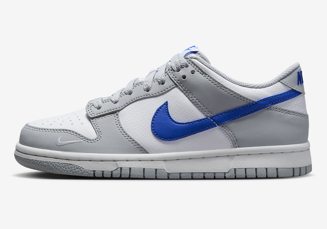 Nike Dunk Low GS White Grey Blue FN3878-001 Release Date Lateral