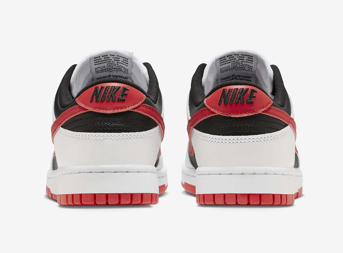 Nike Dunk Low White Red Black FD9762-061 Release Date Heel