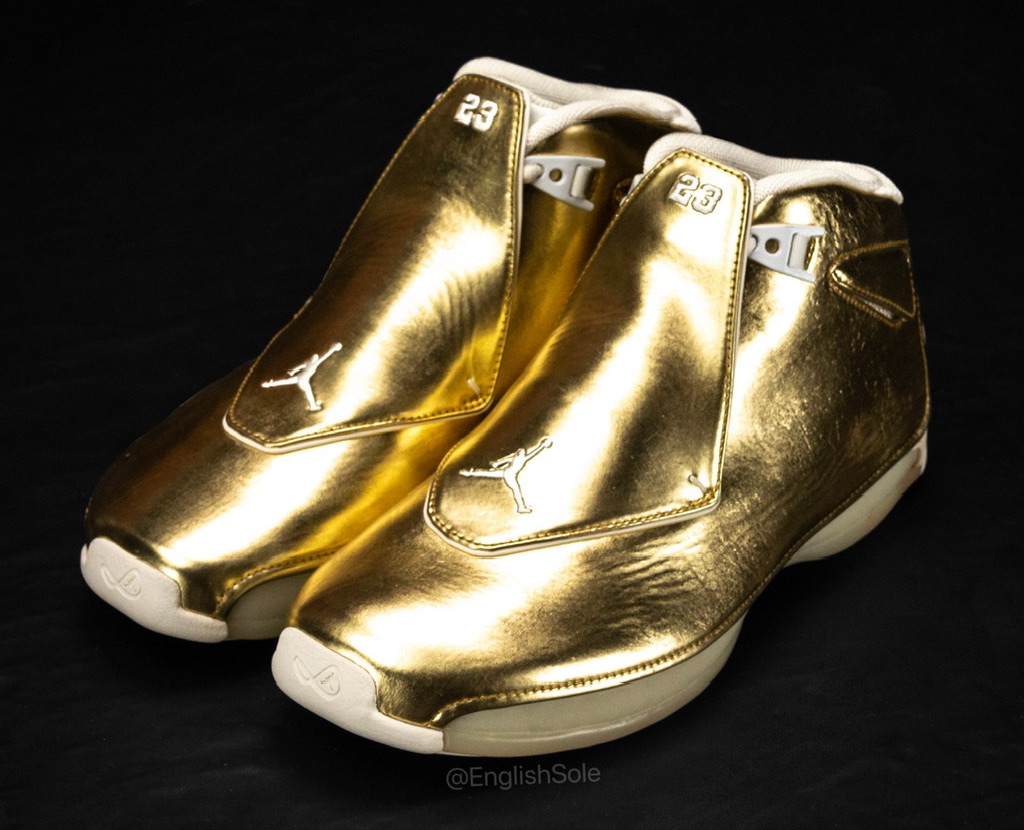 Detailed Look at Drake’s Air Jordan 18 OVO “Gold” Sample