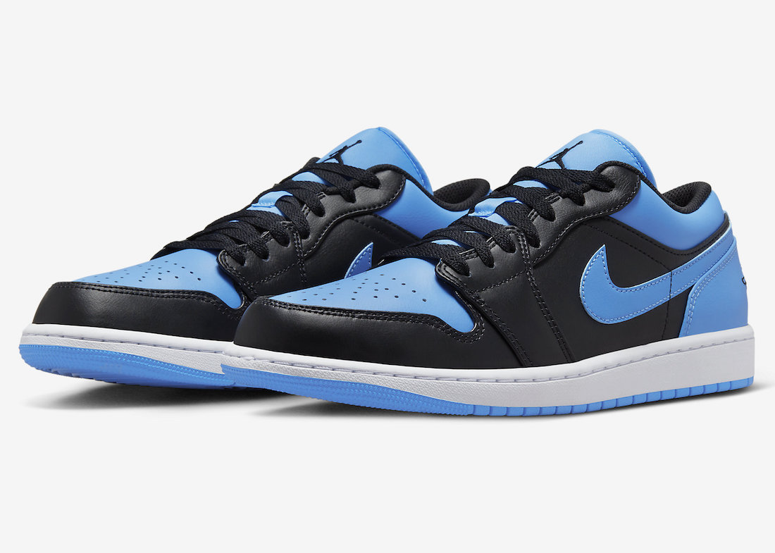 Two Iconic Colorways Collide On The Air Jordan 1 Low Black University Blue  - Sneaker News