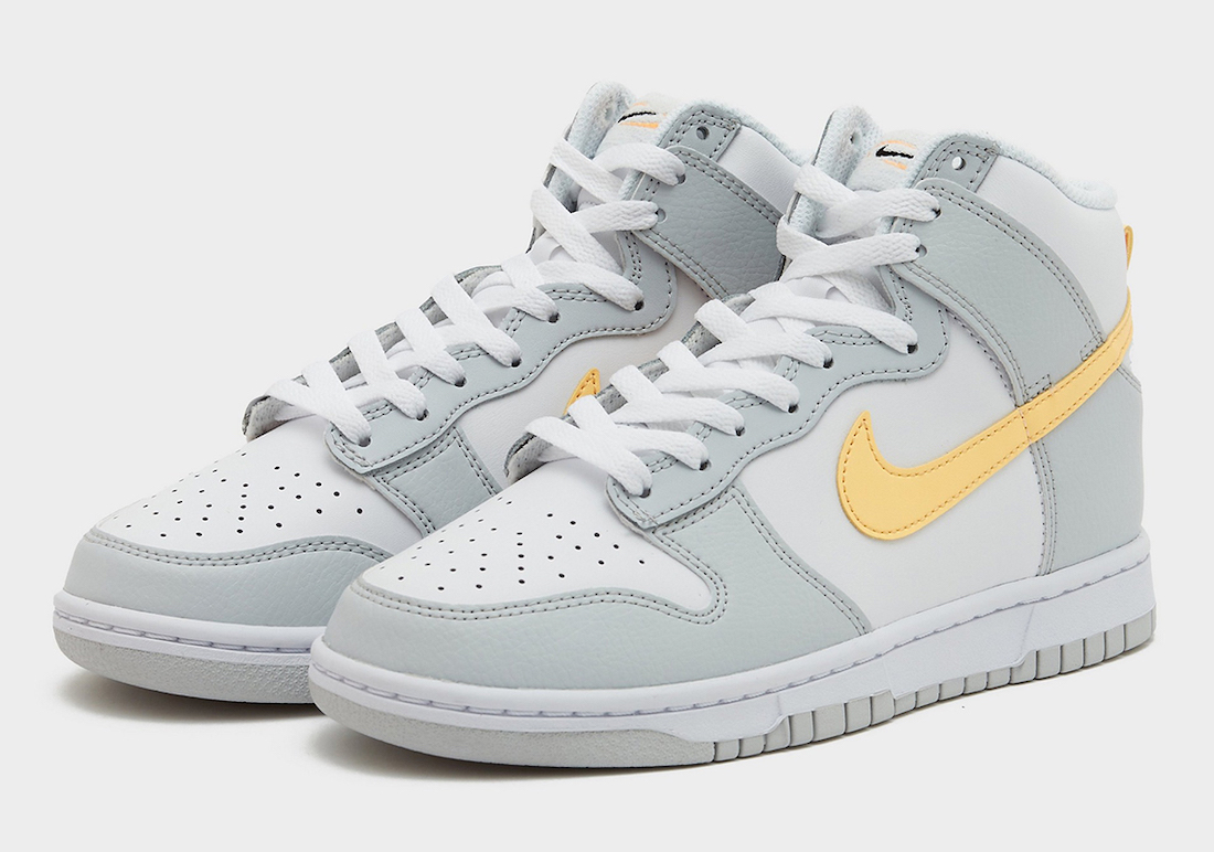 Nike Dunk High Surfaces in Pure Platinum With Melon Tint Swooshes