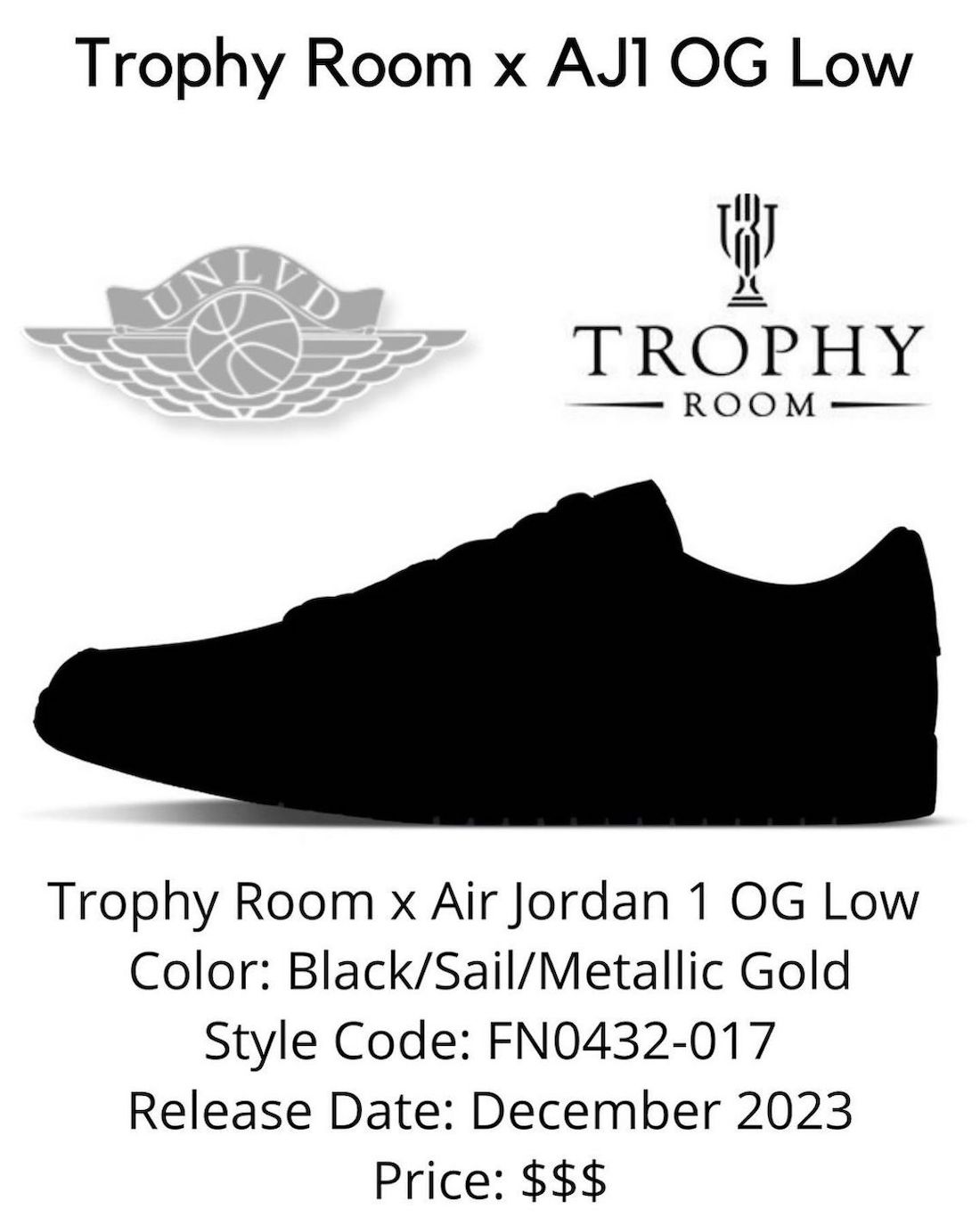 奖杯室x Air Jordan 1 Low OG于2024年2月发布
